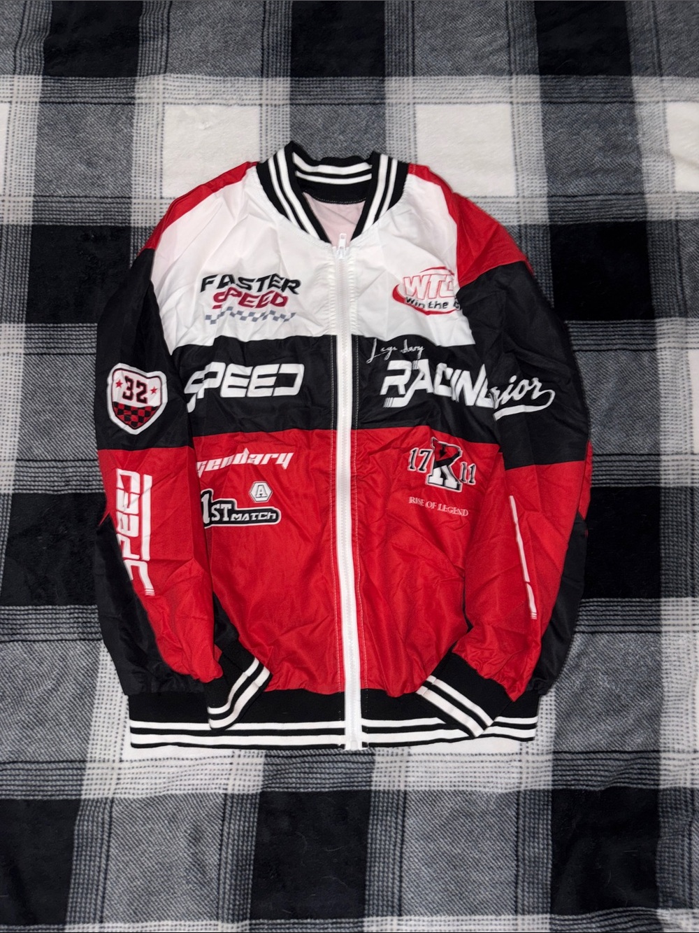 Speed Racing Red, Black & White Men's Bomber Jacket